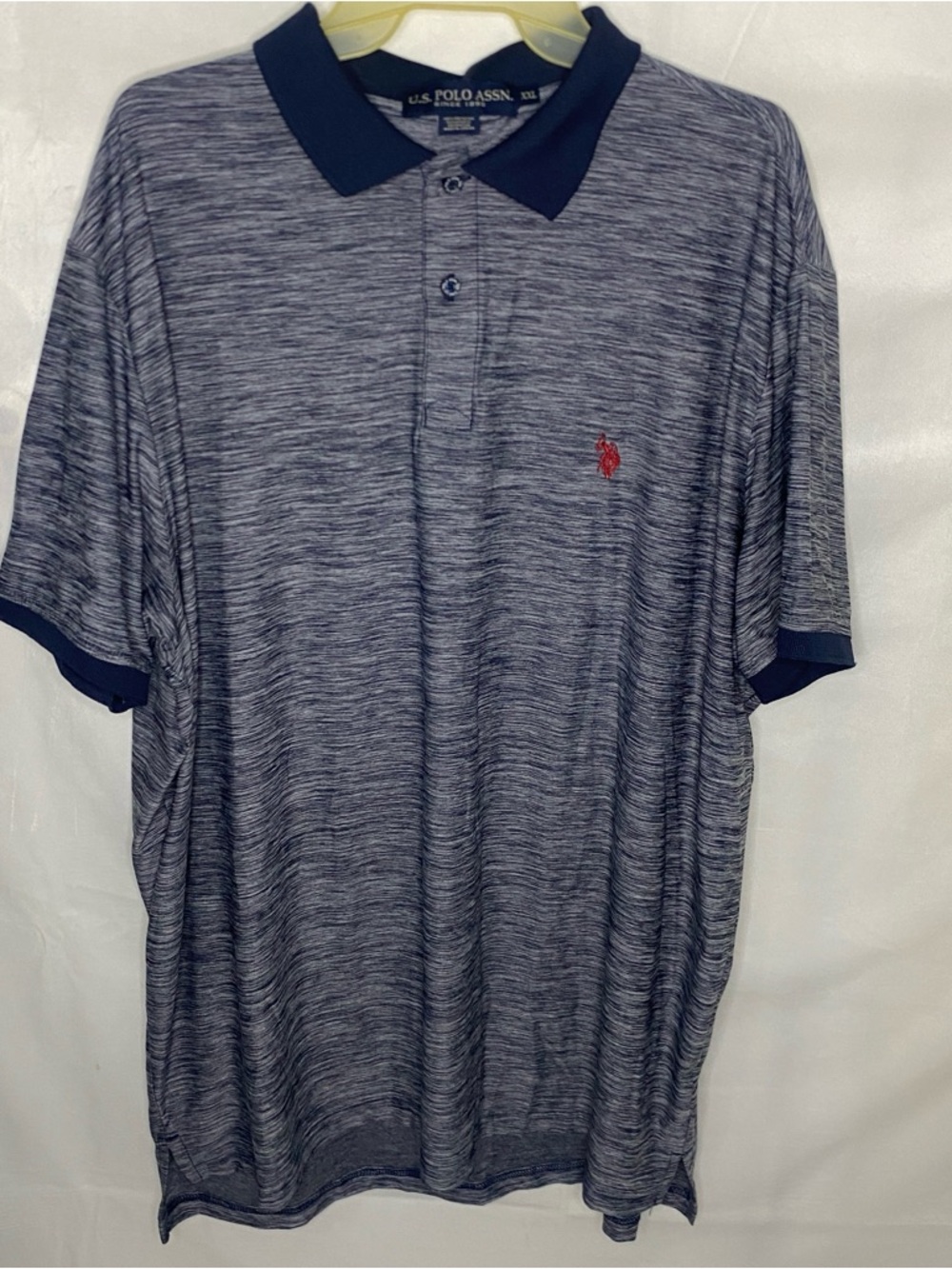 U.S. Polo Assn. Men’s XXL Performance Polo Shirt - Gray/Navy 100% Polyester